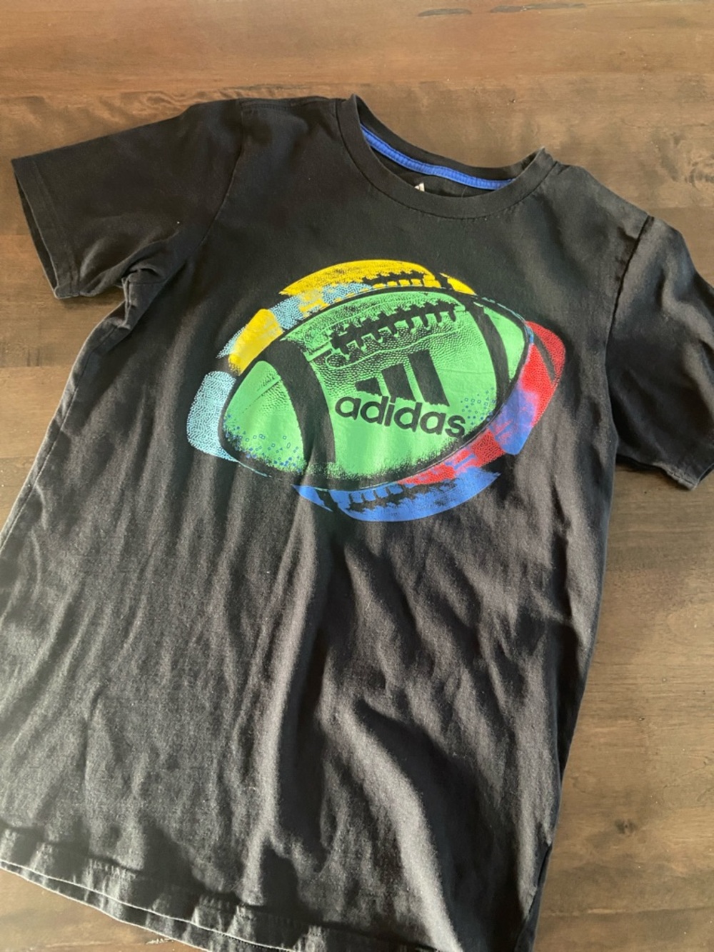 adidas Black Tee with Multicolor Football Graphic